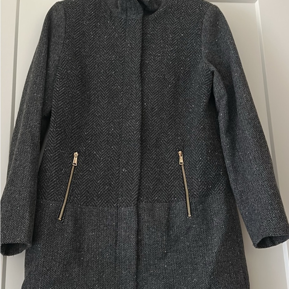 Nautica Women's Charcoal Pea Coat with Gold Zippers